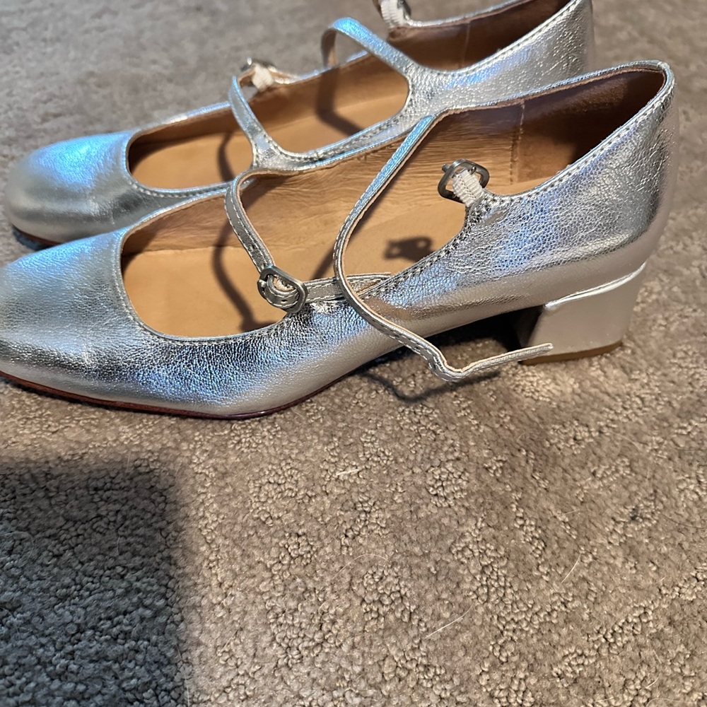 Madewell Silver Mary Jane Heels